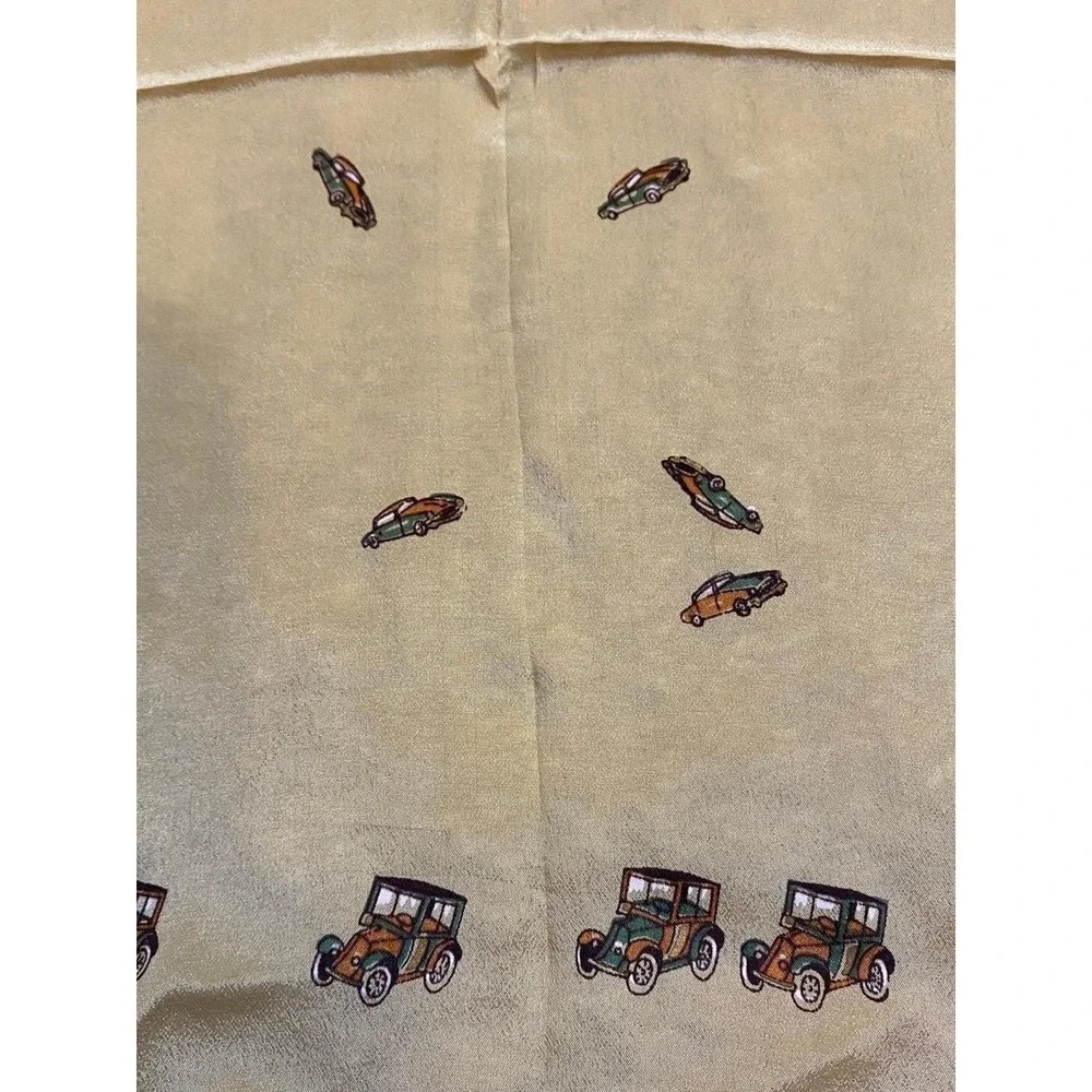 Sally Gee Pure Silk Neck Scarf Hand Rolled Vintage Cars Auto Design Gossip